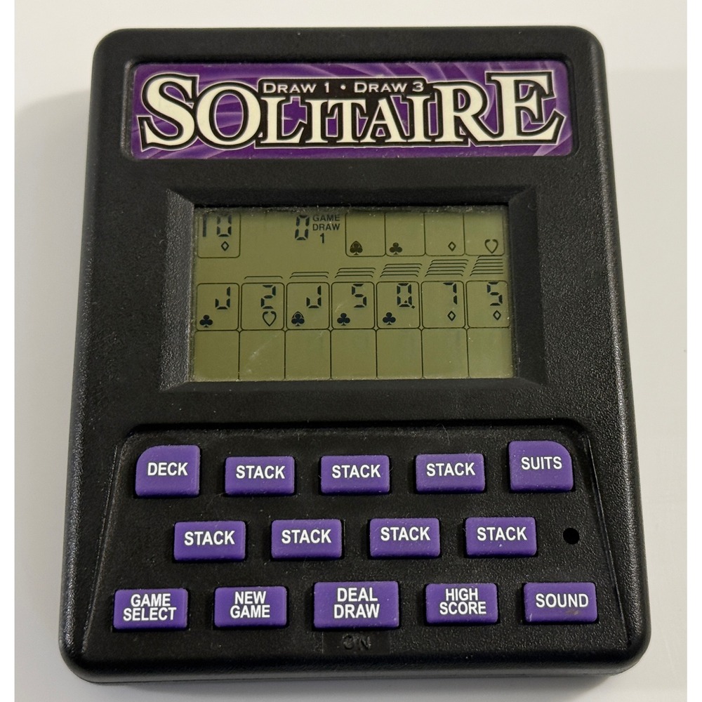 Radica Solitaire Handheld Game Black Excellent RedZone Draw 1 3 Retro